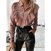 preiswerte Elegante Oberteile-Damen Bluse Punkte Elegant und luxuriös B¨¹ro Rüsche blass rosa grau Schwarze Punkte schwarzer Tupfen große weiße Punkte Weiß Frühling &amp; Herbst
