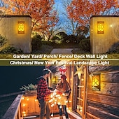 cheap Outdoor Wall Lights-2/4pcs Solar Wall Lights Outdoor Wall Lamp LED Flame Light for Outdoor Courtyard Garden Landscape Decoration Lamp Household