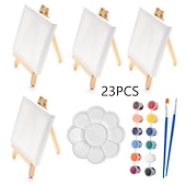 voordelige schilder-, teken- en kunstbenodigdheden-mini ezel tekentafel set 23 sets beginners acryl olieverf desktop houten statief voor kinderen