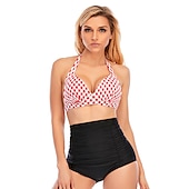 billiga vintage badkläder-Polka Dot Retro / vintage Femtiotal Badkläder Bikini Baddräkt Maskeradkläder Dam Maskerad Fest / afton Möhippa Vuxna Topp Shorts