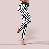 preiswerte -Damen Normal Strumpfhosen Leggins Casual / sportlich Athleisure Knöchellänge Mittlere Taillenlinie Streifen Bedruckt Bauchkontrolle Kolbenheber Komfort elastisch Yoga Wochenende Schwarz Sommer