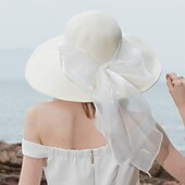 Недорогие Шляпы для вечеринки-элегантные пляжные шапки из полиэстера/полиамида с бантом 1 шт. повседневный/праздничный головной убор