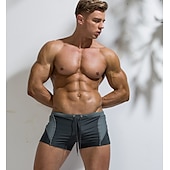 baratos calções de banho e calções de surf-Homens Calção Justo de Natação Shorts de Natação Secagem Rápida Leve Bermuda de Surf Roupa de banho Com Cordão Natação Surfe Praia Esportes Aquáticos Retalhos Verão