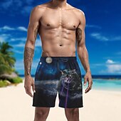 baratos calção de banho boxer masculino-Homens Calção Justo de Natação Shorts de Natação Secagem Rápida Leve Bermuda de Surf Calças Com bolsos Com Cordão Natação Surfe Praia Esportes Aquáticos Animais Verão
