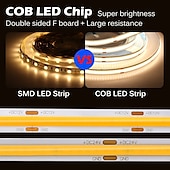 halpa COB-nauhavalot-2~5m cob led-nauhavalo 640/960/1600 ledit 10mm lämmin valkoinen punainen sininen keltainen 12v kaapin alle meikkipeili makuuhuone keittiö