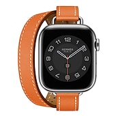 رخيصةأون عصابات Apple Watch-جولة مزدوجة متوافق مع Apple Watchband 38 مم 40 مم 41 مم 42 مم 44 مم 45 مم 49 مم مشبك معدني قابل للتعديل جلد اصطناعي استبدال حزام الساعة إلى iwatch Ultra 2 Series 9 8 7 SE 6 5 4 3 2 1