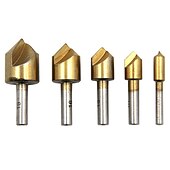 economico set di punte da trapano-5 pz 6mm 10mm 12mm 16mm 19mm smussatura svasatore punta da trapano 1 flauto 90 gradi set per legno cambio rapido