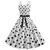 levne Šaty-Puntíky 1950 Grease Oblečení Dovolená Šaty Šaty Maškarní Pruhované Puntíky Společenské Šaty Žen Maškarní Oslava  Večerní Šaty Domácí Šaty