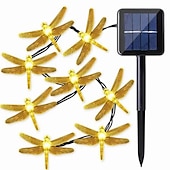 cheap Solar String Lights-Dragonfly Solar String Lights Outdoor 6.5M 30LEDs Waterproof Solar Fairy Lights 8 Modes Decorative Lights for Patio Garden Yard Fence Wedding Christmas Party Warm White RGB Multicolor