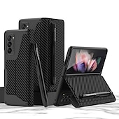 tanie Etui do telefonów Samsung-telefon Kılıf Na Samsung Galaxy Złóż 6 Z Fold 5 Z Fold 4 Z Fold 3 Pełne etui Pojemnik na ołówki Odporne na kurz Stopka Solidne kolory Zbroja Skóra PU