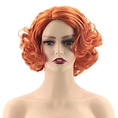 voordelige Feestpruiken-Kort Groen Groot Krullend Golvend Gelaagd Perücken voor Vrouwen Cosplay Feest Synthetisch Vezelhaar Perücken Halloween Perücken St.Patrick&#039;s Day Perücken