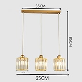 economico Lampadari-Lampadario a tre teste da 65 cm lampada a sospensione a led in cristallo metallo moderno lusso creativo lampada a sospensione
