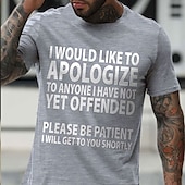 お買い得  メンズグラフィックTシャツ-男性用 レタード Tシャツ カジュアルスタイル コットン１００％ 半袖 グラフィック シャツ ワイン ヘザーグレー ブラック 快適なTシャツ バケーション カジュアル ファッションデザイナーの衣類