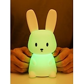 رخيصةأون أضواء الليل الحضانة-led rabbit night light bunny lamp for kids touch sensor animal cartoon cute lamp ملون usb قابلة للشحن السيليكون هدية حضانة فتاة بوي طفل kawaii room decoration bedroom bedside lamp