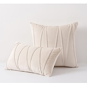 billige Trender innen puter-dekorative kasteputer putetrekk stripet fløyel moderne dekorative solide putetrekk putevar myk koselig til seng sofa sofa bil stue rosa blå salvie grønn brent oransje