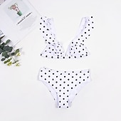 preiswerte Vintage-Bademode-Tupfen Retro Vintage 1950er Bademode Badeanzug Tupfen Damen Maskerade Party / Abend Junggesellinnenabschiedsparty Erwachsene Oberteil Shorts