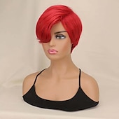 cheap Black &amp; African Wigs-Wine Wigs for Women Synthetic Wig Curly Bouncy Curl Asymmetrical Wig Short Wine Red Synthetic Hair Burgundy Wigs for Black Women Christmas Party Wigs