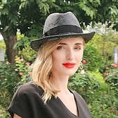 cheap Party Hats-Elegant Beach Straw Hats with Pure Color / Satin Bowknot 1PC Party / Evening / Casual / Melbourne Cup Headpiece
