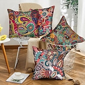 baratos estilo boho-Capa de almofada de lado duplo paisely 4 peças capa de almofada quadrada decorativa macia fronha para sofá quarto qualidade superior mashine lavável
