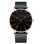 economico Orologi al quarzo-Orologio al quarzo di Ginevra per uomini orologio minimalista ultra sottile in acciaio inossidabile orologio elegante da uomo orologio al quarzo business casual
