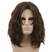 ieftine Peruci de petrecere-perucă amuzantă pentru bărbați perucă pufoasă scurtă și ondulată maro perucă cosplay perucă anime peruci de halloween