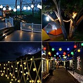 cheap Solar String Lights-Elegant Wedding Party Reception 7M 50LED Solar LED String Lights - Waterproof Bubble Ball Fairy Lights for Garden, Holiday Decor Warm White &amp; Colorful
