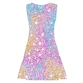 cheap 3D Shining Vision Dress-Girls&#039; 3D Graphic Dress Sleeveless 3D Print Summer Spring Vacation Daily Holiday Cute Casual Sweet Kids 3-10 Years Strap Dress A Line Dress Above Knee Regular Fit