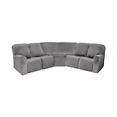 abordables Fauteuils inclinables, à oreilles-Housses de canapé inclinables en forme de L, housses de canapé d&#039;angle bordeaux en velours extensible pour canapé inclinable, lavables et douces (housse de dossier 4 pièces)&amp;amp;housse de siège, 1