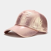 olcso Baseball sapkák-redőzött pu baseball sapka unisex férfi nő csillogó állítható kültéri snapback sapka színes csúcsos sapka színpadi hip-hop sapka