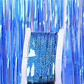 olcso photobooth kellékek-lézeres esőfüggöny születésnapi jelenet dekoráció esküvői háttér fali dekoráció bojt ajtó függöny party dekoráció esőfüggöny
