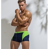 baratos calções de banho e calções de surf-Homens Calção Justo de Natação Shorts de Natação Secagem Rápida Leve Bermuda de Surf Roupa de banho Com Cordão Natação Surfe Praia Esportes Aquáticos Retalhos Verão