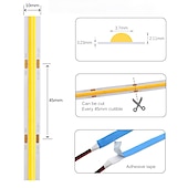 halpa COB-nauhavalot-2~5m cob led-nauhavalo 640/960/1600 ledit 10mm lämmin valkoinen punainen sininen keltainen 12v kaapin alle meikkipeili makuuhuone keittiö