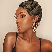 economico Parrucche di altissima qualità-breve pixie cut parrucche per le donne nere mamma parrucca parrucche brasiliane dei capelli umani dito ocean wave parrucca remy parrucca di capelli umani a buon mercato parrucca per il partito