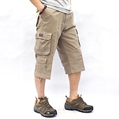 billiga Klassisk-Herr Cargo-shorts Vandringsshorts Militär Sommar Utomhus Ripstop Andningsfunktion Snabb tork Multi Pocket Capribyxor Underdelar Under knäet Amy Green Svart Bomull Klättring Camping / vandring