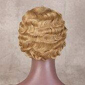 economico Parrucche di capelli veri senza cuffia-parrucche brasiliane corte dei capelli umani del taglio di pixie acconciature delle onde delle dita per le donne nere parrucche piene fatte a macchina parrucche corte