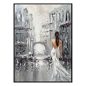 お買い得  人物画-結婚式の油絵抽象モダンライトセクシーな女性のリビングルームの豪華な寝室の街の印象装飾画