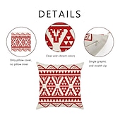 baratos estilo boho-Capa de travesseiro de 4 peças, quadrado rústico geométrico tradicional clássico sofá doméstico almofada decorativa de linho falso para poltrona sofá-cama