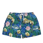 baratos calção de banho boxer masculino-Homens Calção Justo de Natação Shorts de Natação Secagem Rápida Leve Bermuda de Surf Roupa de banho Com bolsos Forro de malha Com Cordão Natação Surfe Praia Esportes Aquáticos Floral Verão