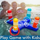 cheap Outdoor Fun &amp; Sports-Pool Floats,Pool Floats Toys Games Set - Floating Basketball Hoop Inflatable Cross Ring Toss Pool Game Toys for Teenagers Adults Swimming Pool Water Game,Inflatable for PoolCandy