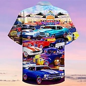 economico Stampa Vintage Retrò-Per uomo Auto Camicia Camicia hawaiana Camicia Aloha Camicia Collo ripiegabile Di tendenza Originale Informale Esterno Strada Informale Giallo Rosso Viola S M L