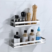 abordables Étagères de salle de bains-Caddie de douche salle de bains cuisine support de rangement tenture murale 304 support de rangement en acier inoxydable salle de bains cuisine fournitures support de rangement multifonctionnel