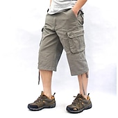 billiga Klassisk-Herr Cargo-shorts Vandringsshorts Militär Sommar Utomhus Ripstop Andningsfunktion Snabb tork Multi Pocket Capribyxor Underdelar Under knäet Amy Green Svart Bomull Klättring Camping / vandring