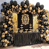 economico Stagione di Laurea-138 pz fai da te oro e nero ghirlanda palloncini kit con 18/12/10/inch metallico chromeballoons per la festa di compleanno celebrazione laurea addio al nubilato matrimonio baby shower cerimonia
