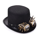 baratos Conjuntos-Conjuntos com fraque, cartola steampunk com óculos removíveis, 2 peças, retrô, vintage, punk, gótico, medieval, sobretudo, agasalhos, mulheres, adultos, plus size, fantasia de cosplay, halloween,