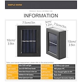 Недорогие Уличные светильники-2шт светодиодный уличный настенный светильник солнечный черный современная солнечная панель 2led уолл-стрит светодиодный свет мощность сад наружное освещение водонепроницаемый настенный светильник