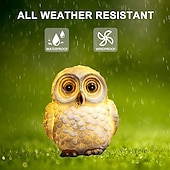 ieftine Lumini de peisaj-Statuie de bufniță cu animale solare, în aer liber, rezistentă la apă, rășină solară, bufniță, sculpturi de grădină, lumini pentru interior, decor de artă în aer liber, curte, peisaj, lumina de