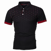 olcso Férfi klasszikus póló-Férfi Teniszing POLO trikó Munka Üzleti Gallér Polo gallér Rövid ujjú Utcai sikk Alap Grafika Pöttyös Nyomtatott Normál Fekete Fehér Bor Sötétkék Medence Narancssárga Teniszing