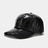 olcso Baseball sapkák-redőzött pu baseball sapka unisex férfi nő csillogó állítható kültéri snapback sapka színes csúcsos sapka színpadi hip-hop sapka