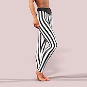 preiswerte -Damen Normal Strumpfhosen Leggins Casual / sportlich Athleisure Knöchellänge Mittlere Taillenlinie Streifen Bedruckt Bauchkontrolle Kolbenheber Komfort elastisch Yoga Wochenende Schwarz Sommer