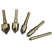 abordables Jeu de forets-5 pc britannique cuisson jaune en acier à grande vitesse poignée ronde chanfrein à cinq bords pour le travail du bois